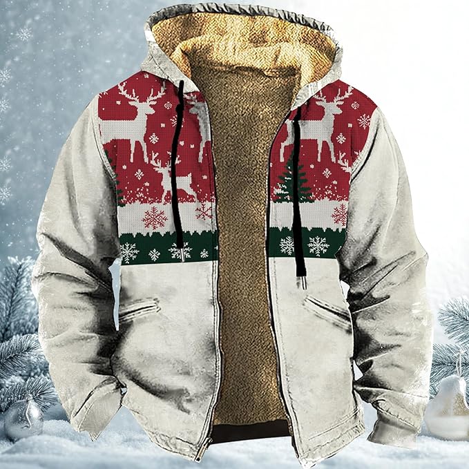 Men's Western Aztec Jackets Hooded Cowboy Hoodie Warm Full Zip Ethnic Vintage Long Sleeve Coat Fall Winter Tops