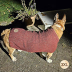 KYEESE Dog Sweater for Large Dogs with Leash Hole Warm Pullover with Reflective Yarn Male Thick Stretchy Knitwear Winter Soft Pet Coat boy for Cold Weather Comfy Dog Sweaters, Dark Red, XX-Large