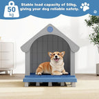 Dog House Outdoor Indoor, Weatherproof Insulated Dog House with Elevated Floor and Air Vents for Small to Medium Dogs,Easy Clean and Assemble (Blue1, 32.95" L×31.5" W×37.88" H)