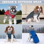 KYEESE Waterproof Dog Coat, Windproof Winter Jacket with Thick Fleece Lining, Extra Warm Turtleneck Dog Coats for Medium Dogs with Leash Hole and Reflective Design, Red, X-Large