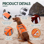 Kuoser Dog Life Jacket with Reflective Stripes, Adjustable High Visibility Dog Life Vest with High Flotation Swimsuit for Small Medium and Large Dogs