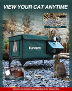 Outdoor Heated Cat House in Winter,Extremely Insulated & Weatherproof,Elevated Feral Cat Shelter with Waterproof Eaves & Escape Door for Outside Stray Barn Cat (Dark Green,L)