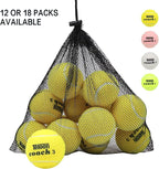 Teloon Pressure Training Tennis Balls-12 or 18 Count-Mesh Carry Bag，4 Colors Available，Pressureless Training Exercise Tennis Balls for Beginners.
