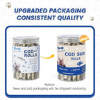 PAWUP Cod Skin Rolls Dog Treats Natural High Omega 3 Dog Snacks, Single Ingredient Cod Skin Chews for Small Dogs w/Taurine, 8 oz