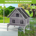 GUTINNEEN Heated Cat House 2-Level Large Outdoor Cat House Insulated Weatherproof Feral Cat Shelter with 2 Heating Pads, Insulated All-Round Thermal Liner, Large Porch, 3 Escape Doors for 1-6 Cats