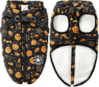 Aiboria Winter Dog Coat Windproof Fleece Jacket with Chest Strap Dog Vest Harness Halloween Black XL