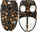 Aiboria Winter Dog Coat Windproof Fleece Jacket with Chest Strap Dog Vest Harness Halloween Black L