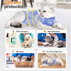 Cat Recovery Suit After Surgery, Recovery Wear for Abdominal Wounds, Onesie Cone E-Collar Alternative - Blue M