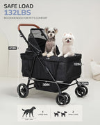 Dog Stroller for Large & Medium Dogs (20–132 lbs), Pet Stroller for 2 Small Dogs, Extra Large Heavy Duty, Foldable & Ventilated