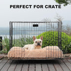 Bedfolks Plush Waterproof Dog Crate Bed, Removable Washable Cover, Faux Fur Pad for Medium Dogs, 29"x21", Camel