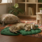 NWK Green Leaf Shaped Self Warming Cat Bed Mat, Thermal Dog Mat Cat Pad, Washable, Non-Slip Bottom for Sofa & Crate & Kennel & Car Seat (Green Leaf, Large (30'' X 19''))