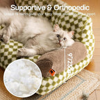 MEWOOFUN Cat Bed for Indoor Cats, Washable Dog Beds for Small Medium Dogs & Cats, Fluffy Cat Couch with Non-Slip Bottom (Green, 26.0" L X 19.0" W X 13.0" Th)