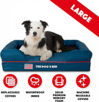 The Dog’s Bed, Large Blue Oxford with Red Trim USA Flag Dog Bed 36x27 Memory Foam, Pain Relief: Arthritis, Post Surgery, Lameness, Supportive, Calming, Waterproof Washable Cover, Veterinary Approved