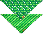 Realeaf St. Patrick's Day Dog Bandanas 2 Pack, Triangle Reversible Pet Scarf for Boys and Girls, Premium Durable Fabric, Holiday Bandana for Large and Extra Large Dogs (X-Large)