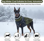 ASENKU Reflective Dog Coat with Built-in Harness, Windproof Fleece-Lined Dog Jacket for Small, Medium, Large Dogs, Warm Winter Vest with Turtleneck & Zipper (Green 2XL)