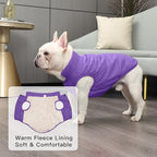 2 Layers Fleece Lined Warm Dog Jacket for Puppy Winter Cold Weather,Soft Windproof Small Dog Coat,Purple M