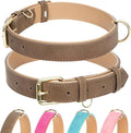 Leather Dog Collar for Small Medium Large Dogs, Soft Padded Dog Leather Collar with Heavy Duty Gold Buckle, Durable & Comfortable for Puppy Dogs Daily Walking (Light Brown, XS)