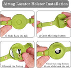 OOPSDOGGY Leather AirTag Cat Collar with Bell - Non Breakaway Kitten Collar with Apple Air Tag Holder - Lightweight GPS Pet Collars for Girl Boy Cats, Small Dogs, Puppies (Lime Green)