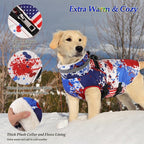 Dogcheer Dog Winter Coat, American Flag Dog Jacket with Harness, Adjustable Puppy Coat with Zipper, Waterproof Pet Fleece Jacket Snowsuit for Small Medium Large Dogs - US Flag XL