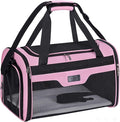 BALEINE Cat Carrier, Puppy Dog Carrier for Small Medium Pets Up to 22 Lbs, Soft-Sided Dog Travel Bag with Safety Zippers, Collapsible Pet Carrying Case (Pink, XL, 19"x12"x12")