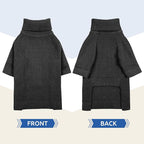 Queenmore Turtleneck Long Sleeve Knitted Sweater with Check Pattern, Warm Dog & Cat Sweater for Small to XXL, Charcoal Gray