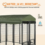 PawHut 8' x 4' x 6' Dog Kennel Outside, Welded Wire Outdoor Dog Kennel Run with 360° Rotating Bowls, Waterproof & UV Resistant Cover, for S&M&L Breeds, Chickens, Ducks, Green