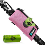 PetAmi Dog Poop Bag Holder for Leash, Dog Waste Bag Dispenser with Clip, Doggy Walking & Camping Accessories with Trash Bag Roll, Pink 1 Pack