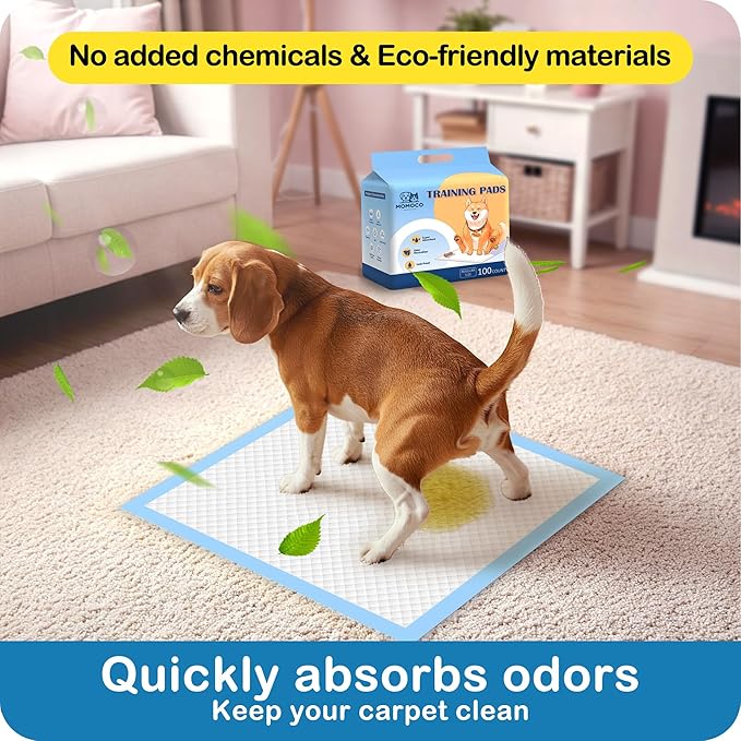 MoMoCo Puppy Pads, 23"x23"-100 Count Dog Pads, Super Absorbent Extra Large Disposable Dogs Training Pads , Leak-Proof, Quick-Drying Dogs Potty Pads for Doggies Puppies