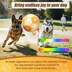 Size 2 Dog Soccer Ball with Straps Durable Training Ball for Pets Interactive Outdoor Dog Toy, Orange & Yellow, Eye-Catching Paw and Bones Design, for Small & Medium Puppie