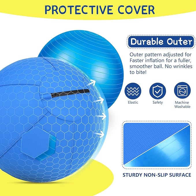 Herding Ball for Dogs - 25" Medium Herding Ball with Anti-Burst Cover and Pump, Outdoor Dog Exercise Toy for Australian Shepherd, German Shepherd, Collie (Blue)