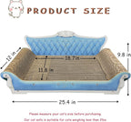Luxury Cardboard Cat Scratcher Sofa Bed, Couch Shaped Scratching Board, Scratch Lounge with Catnip, Cat Scratcher for Indoor Cats Large Blue