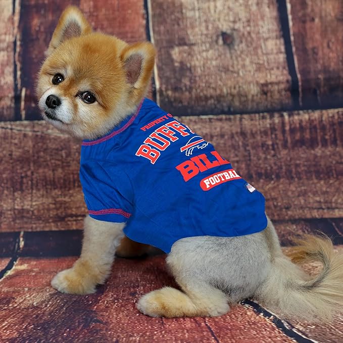 NFL Buffalo Bills Dog T-shirt Medium. - Licensed Shirt for Pets Team Colored with Team Logos- Premium Stretchable Materials for the comfort of your Dog & Cat