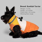 azuza Dog Jacket for Small Dogs Waterproof Dog Coat with Reflective Strips and Harness Built in Warm Fleece Dogs Winter Coat Windproof with Back Zipper, Orange L