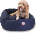 Majestic Pet 32 Inch Bagel Calming Dog Bed Washable – Cozy Soft Round Pet Bed with Spine Support for Dogs to Rest their Head - Fluffy Donut Puppy Bed 32x23x7 (Inch) - Medium – Blue