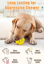 Dog Tennis Balls for Aggressive Chewers, Indestructible Durable Bouncy Interactive Toy for Dogs Fetch Game Lightweight Floating Outdoor Training(Yellow+Blue Medium)