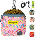 Dog Treat Pouch for Pet Walking and Training with Clicker Poop Bags Small Fanny Zipper Pack Holder for Puppy Snack Dispenser Kit for Leash and Outdoor Use (Rainbow)