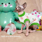 PUMYPOREITY Sphynx Cat Clothes, Stretchy Sweater, Soft Shirt, Pullover Pajamas, Turtleneck for Sphynx, Cornish Rex, Devon Rex, Green, XS