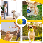 2 Pack Dog Balls Indestructible Tennis Balls for Dogs Durable Bouncy Dog Toy Balls for Aggressive Chewers Interactive Dog Toys for Water Toy Fetch Balls (Yellow,Blue)
