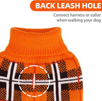 PUPTECK Dog Sweaters for Large Medium Small Dogs - Fall Classic Plaid Style Puppy Holiday Winter Coat Clothes Warm, Reddish Orange, XL