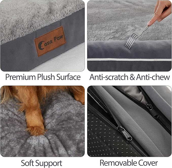 Orthopedic XXL Dog Beds, Waterproof Egg Crate Foam Big Pet Bed for All Breed Sized Dogs 53x42Inch, Washable Extra Large Dog Couch Bed with Removable Cover and Non-Slip Bottom, Dark Grey