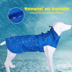 Adjustable Waterproof Dog Raincoat for Dogs,Lightweight Pet Rain Jacket Puppy Clothes with Reflective Strip for Small Medium Large Dogs (Blue, XX-Large)