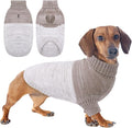 Queenmore Pullover Large Dog Sweater,Classic Turtleneck Warm Pet Sweater with Leash Hole for Dog Girls Boys,Winter Knitwear Clothes for Dachshund,Corgi,French Bulldog(Khaki,L)