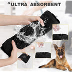 Chumia 4 Pack Dog Towels for Drying Large Microfiber Grooming Tools Absorbent Soft Bath Supplies with Embroidered Paw for Small Medium Pet Products(16 x 32 Inch,Black)