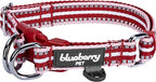 Blueberry Pet Safety Dog Collar with Dual D-Rings | 3M Reflective Multi-Colored Adjustable Collar in Marsala Red and Pink | Soft Nylon Dog Collar for Active Large Dogs