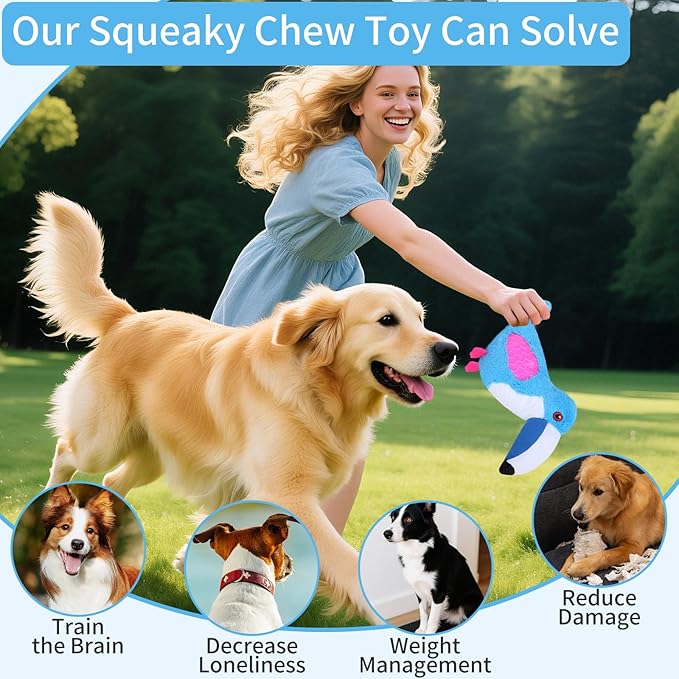 Dog Toys Plush,Squeaky Dog Toys,Cute Tantou Plush Toy for Small Dogs,Soft Stuffed Interactive Chew Toys to Keep Them Busy (Blue)