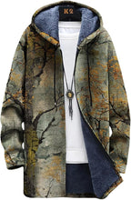 Mens Long Cardigan Hoodies Full Zip Fleece Lined Jackets Fashion Knitted Color Block Hooded Coat with Pockets