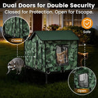 Heated Cat House for Outside in Winter, Weatherproof & Insulated Large Cat Shelter with Heated Cat Bed and 2 Safe Escape Doors for Multiple Stray/Feral Cats(Leaf Pattern, 27.6"x19.3"x21.3")