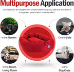 Majestic Pet 52 Inch Bagel Calming Dog Bed Washable – Cozy Soft Round Pet Bed with Spine Support for Dogs to Rest their Head - Fluffy Donut Puppy Bed 52x35x11 (Inch) - Large – Red