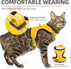 PUPTECK Cat Harness and Leash Set Escape Proof, Reflective Adjustable Soft Mesh Kitten Vest Harness for Walking Travel, Yellow, M