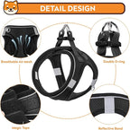 Dog Harness with Leash Set, No-Pull Step-in Reflective Pet Harness with 1 Leash Clips, Adjustable Soft Padded Easy Walk Dog Vest for Small Medium Large Dogs, Cats(Carbon Black, Large)
